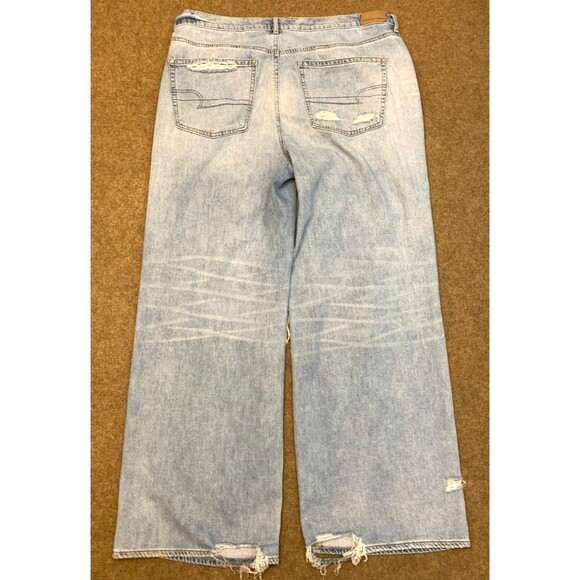American Eagle Jeans Womens 16 High Rise Skater Wide Leg Y2K Distressed Denim - Picture 2 of 9